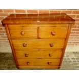 A Victorian mahogany chest of two short over three long drawers,