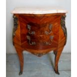 A small French Louis XV Revival commode chest, with a marble top over two drawers,