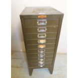 A vintage ten drawer metal filing cabinet,