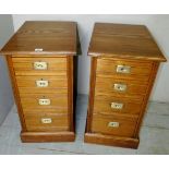 A pair of excellent quality 20th century golden oak bedside cabinets each with four drawers and