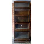 An extra large 5 section Globe Wernicke oak bookcase bearing labels, 88.