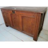 An 18th century rustic oak panelled coffer of desirable proportions,