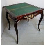 A fine late 19th century mahogany turnover card table with original green baize to interior and