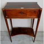 A 19th century mahogany and satin inlaid tall occasional/side table with a single drawer over a