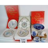 A number of Christmas decorative plates
