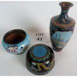 Three items of Oriental cloisonne wear,