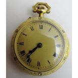 An 18ct gold pocket watch with enamelled