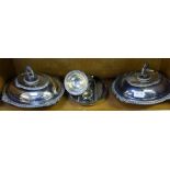 A SELECTION OF DOMESTIC SILVER PLATE to include pair of fancy lidded serving dishes, Georgian design