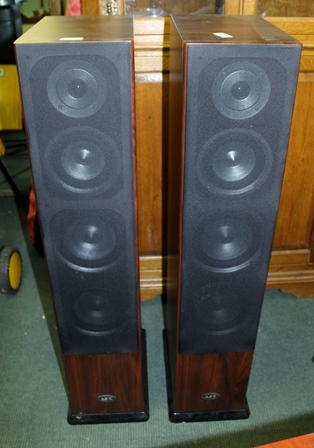 GOOD QUALITY PAIR OF FLOOR STANDING AER BRANDED MULTI CONED BASS REFLEX SPEAKERS Finished in