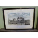 A 19TH CENTURY COLOUR PRINT depicting "Doncaster Races", plain mounted in period Hogarth frame