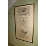 A FRAMED MONTAGE CONTAINING THREE GUN AND RIFLE MAKERS TRADE MARKS, in slender gilt frame