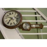 A NEGRETTI AND ZAMBRA BRANDED WALL MOUNTING BAROMETER/THERMOMETER together with a Victorian design