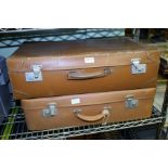 TWO VINTAGE TAN SUITCASES