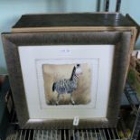 SET OF HUMOROUS WILDLIFE PRINTS in mottled silver frames