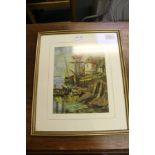 L.M. HAMES A 20th century mixed media shipping scene, plain mounted in slender gilt frame