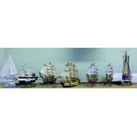 SEVEN VARIOUS SMALL SIZED MODEL SAILING VESSELS