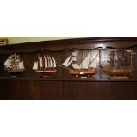 FOUR MODEL SAILING SHIPS, various