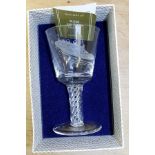A BOXED LIMITED ADDITION STUART CRYSTAL AIR TWIST STEMMED GOBLET produced for the Queen Mary