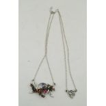 AN "ALCHEMY" PEWTER TRIPLE MOON WICCA GODDESS DESIGN PENDANT NECKLAC, set with Swarovski crystals,