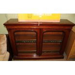 A 19TH CENTURY MAHOGANY BOOKCASE, having two arched glass doors opening to reveal a shelved