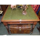 A 19TH CENTURYMAHOGANY LIBRARY TABLE, having green leather inset top, frieze fitted single drawer,