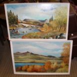 W HAINING TWO MID 1970s OIL ON BOARD NORTHERN LANDSCAPES, in white effect frames signed and dated