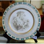 19TH CENTURY HAND PAINTED PROBABLY MINTON PORCELAIN PLATE decorated by Antoinin Boullemier.