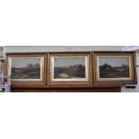 LATE 19TH CENTURY BRITISH SCHOOL Rural landscape studies, a set of three Oils on canvas, 38cm x