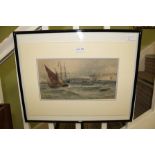 A COLOUR SHIPPING PRINT AFTER T.D. HARDY in double mount, contained within a slender black frame