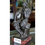 PATINATED CAST METAL FIGURE DEPICTING "LORENZO DE MEDICI" after the original by Michelangelo