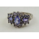 A TANZANITE SET SILVER LADY'S RING, size N 1/2