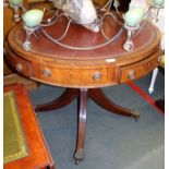 GOOD QUALITY GEORGIAN DESIGN REPRODUCTION DRUM TABLE Of typical form and construction finished in