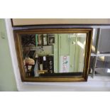 AN OLD GOLD FRAMED RECTANGULAR BEVELLED PLATE WALL MIRROR