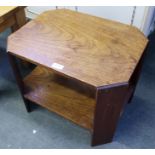 AN ELM TWO-TIER COFFEE TABLE, on plain plank supports