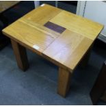 OAK SLAB BUILT RECTANGULAR COFFEE TABLE ON FOUR SUBSTANTIAL BLOCKED LEGS