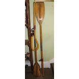 A PAIR OF WOODEN DINGHY OARS