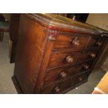 A 19TH CENTURY MAHOGANY CHEST OF FIVE DRAWERS