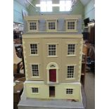 A LARGE GEORGIAN DESIGN DOLLS HOUSE with accessories, various