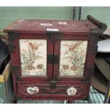 THE REMAINS OF AN ORIENTAL LACQUER WORK DESIGN JEWELLERY BOX