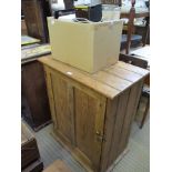 A PINE PLANK BUILT LOW CUPBOARD