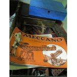 A BOX OF VINTAGE MECCANO, various