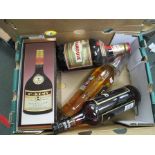 A BOX OF ALCOHOLIC BEVERAGE, various
