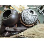 A BOX CONTAINING A SELECTION OF ETHNIC AFRICAN ARTEFACTS, various