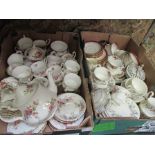 TWO BOXES CONTAINING PREDOMINANTLY CHINA PART TEA SERVICES, the majority Royal Albert