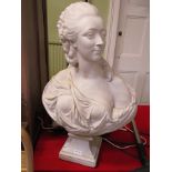 A LIFE SIZE CAST PLASTER BUST OF MARIE ANNTOINETTE