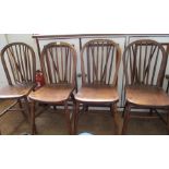 FOUR SOLID SEATED HOOP & STICK BACK CHAIRS