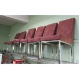 A SET OF SIX MODERNIST CHOCOLATE SUEDE EFFECT UPHOLSTERED DINING CHAIRS on chrome metal legs