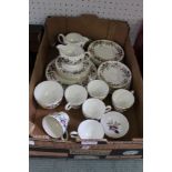 A BOX CONTAINING A SELECTION OF WEDGEWOOD HATHAWAY ROSE TEA WARES