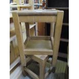 TWO WOODEN FOUR LEG STOOLS