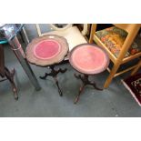 TWO MAHOGANY COLOURED REPRODUCTION WINE TABLES